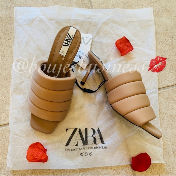 ZARA Beige Quilted Sandals - Picture 6 of 10